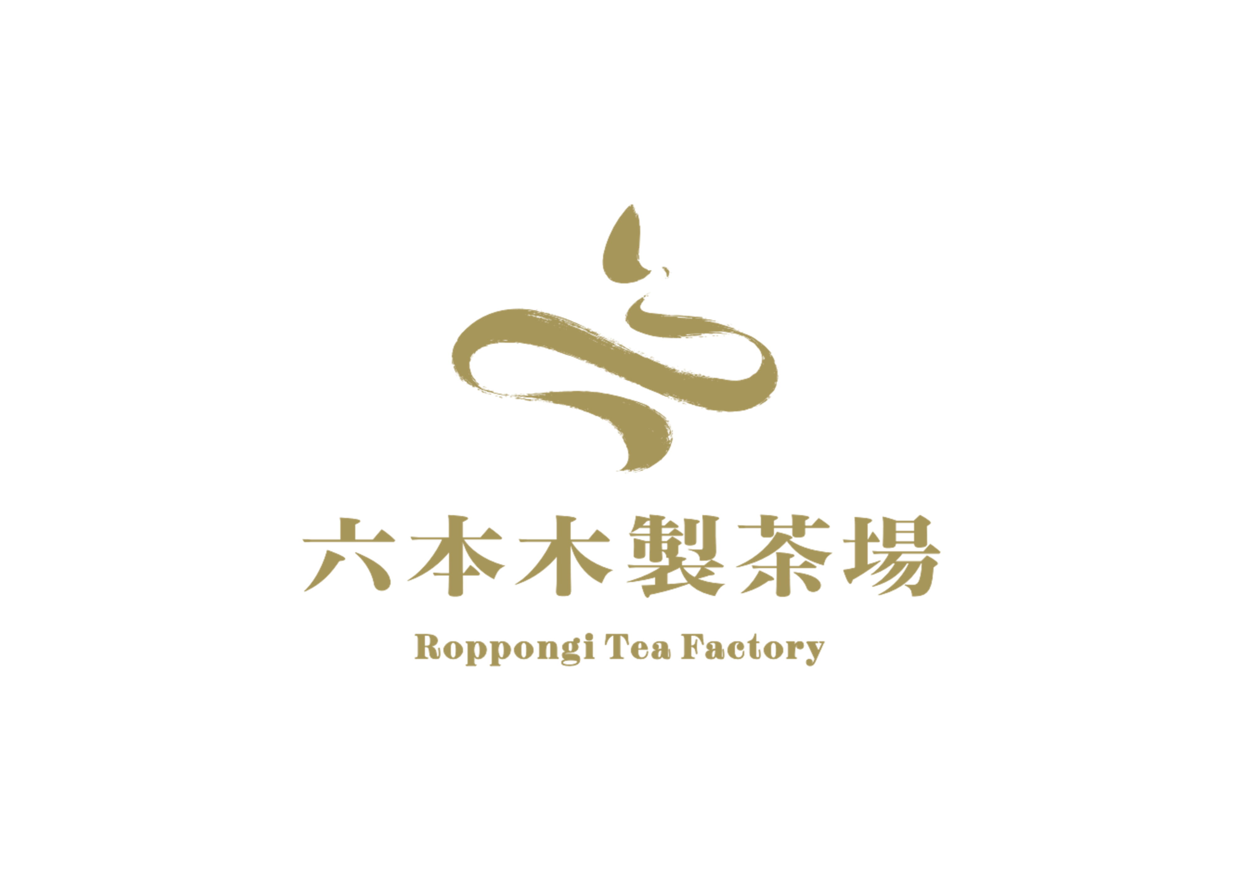 Roppongi Tea Factory elegant brand logo in gold.
