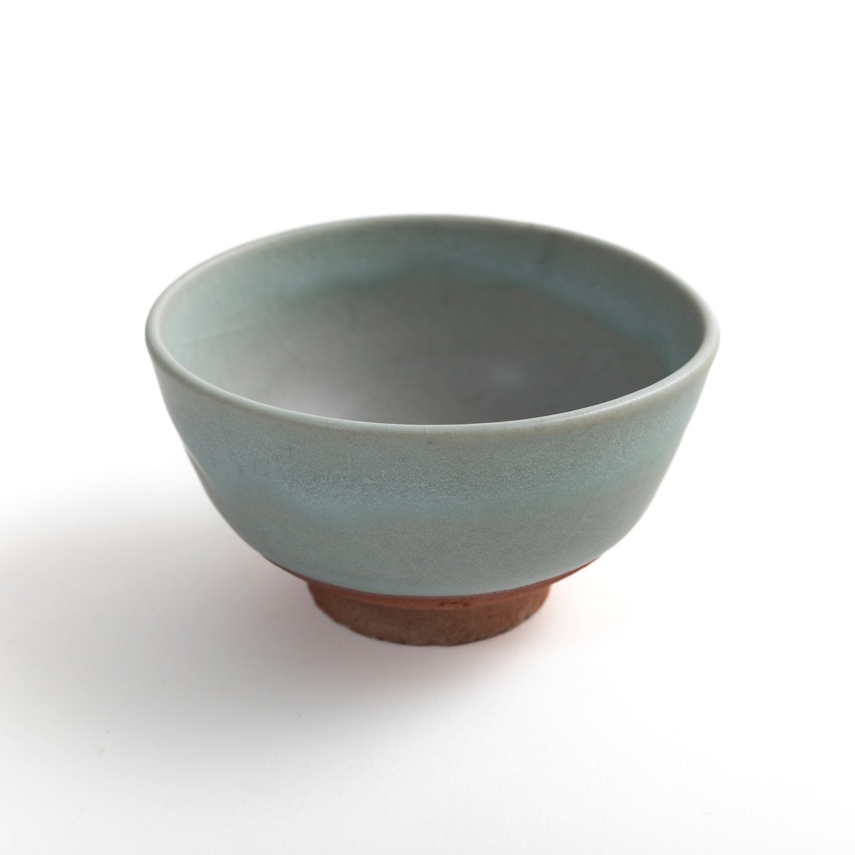 Sadamitsu Sugimoto celadon tea bowl angled view