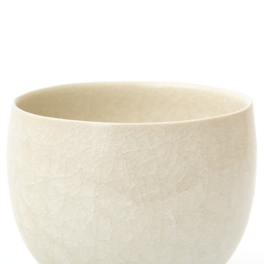 Side detail of Crackle glaze white chawan -Japanese Tea Bowl | wanova