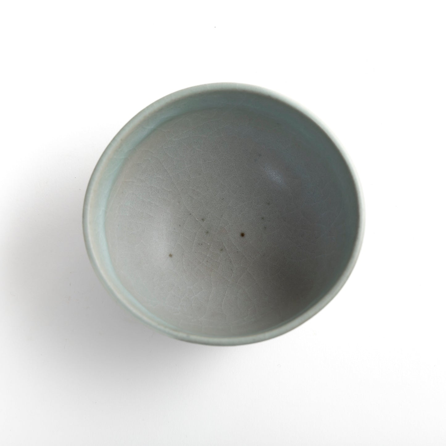 Interior view of celadon travel tea bowl