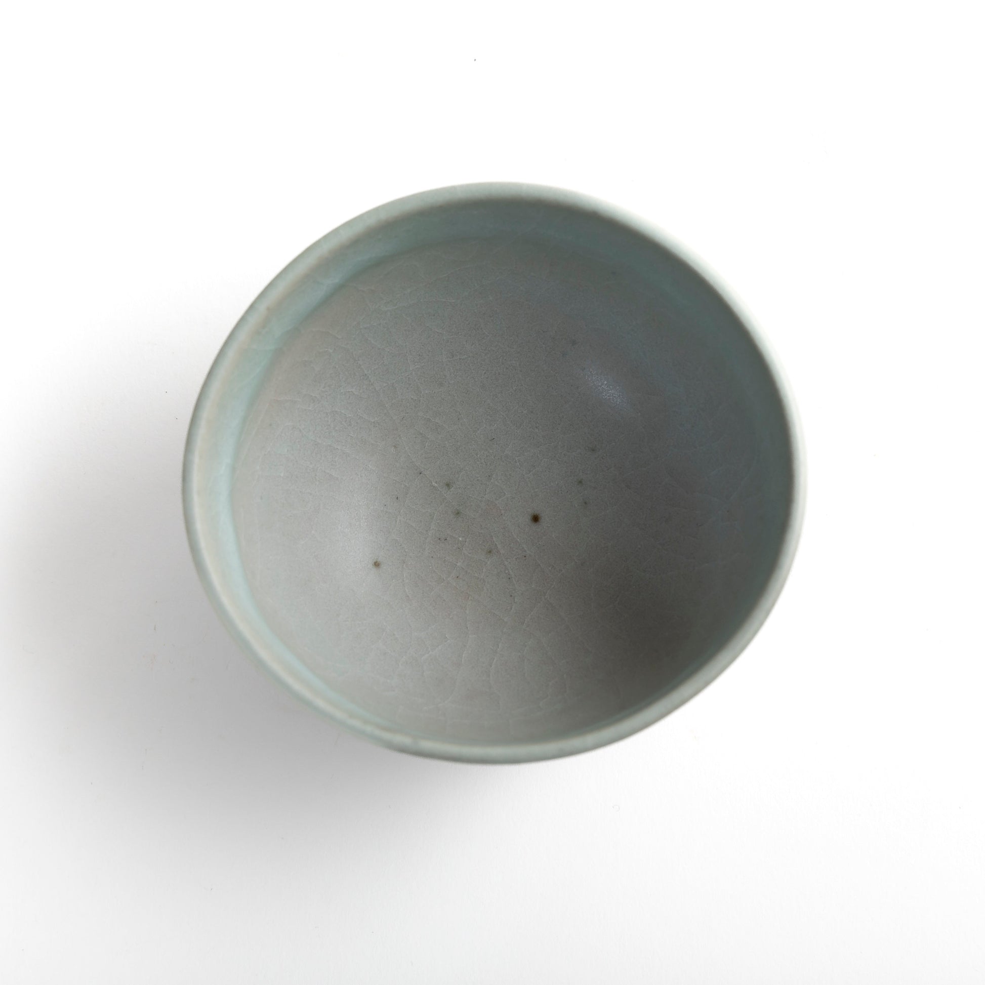 Interior view of celadon travel tea bowl