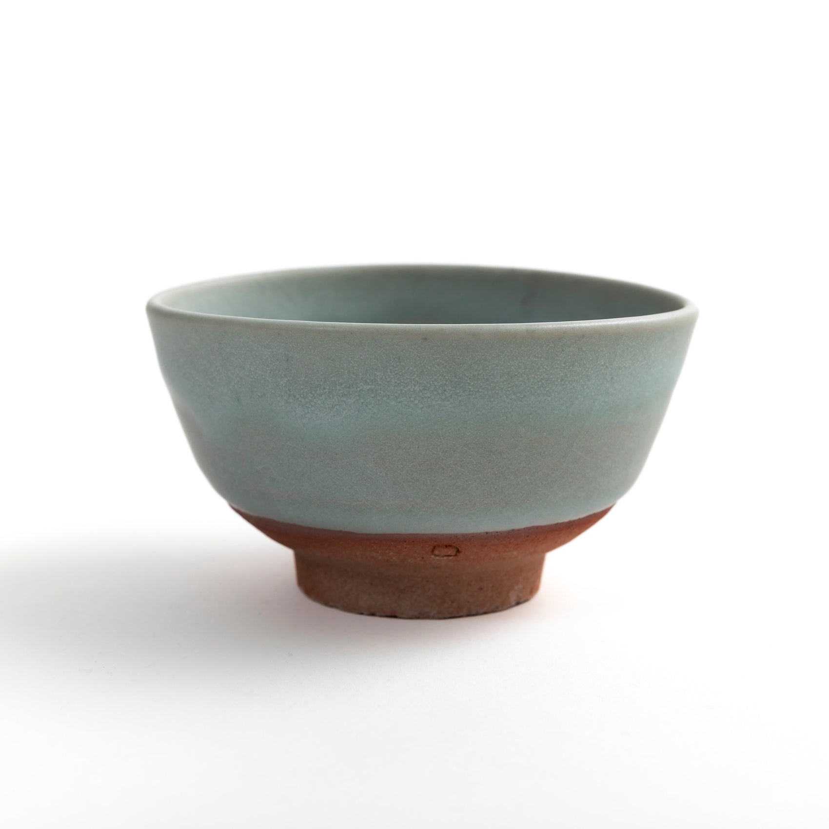 Celadon travel chawan front angle