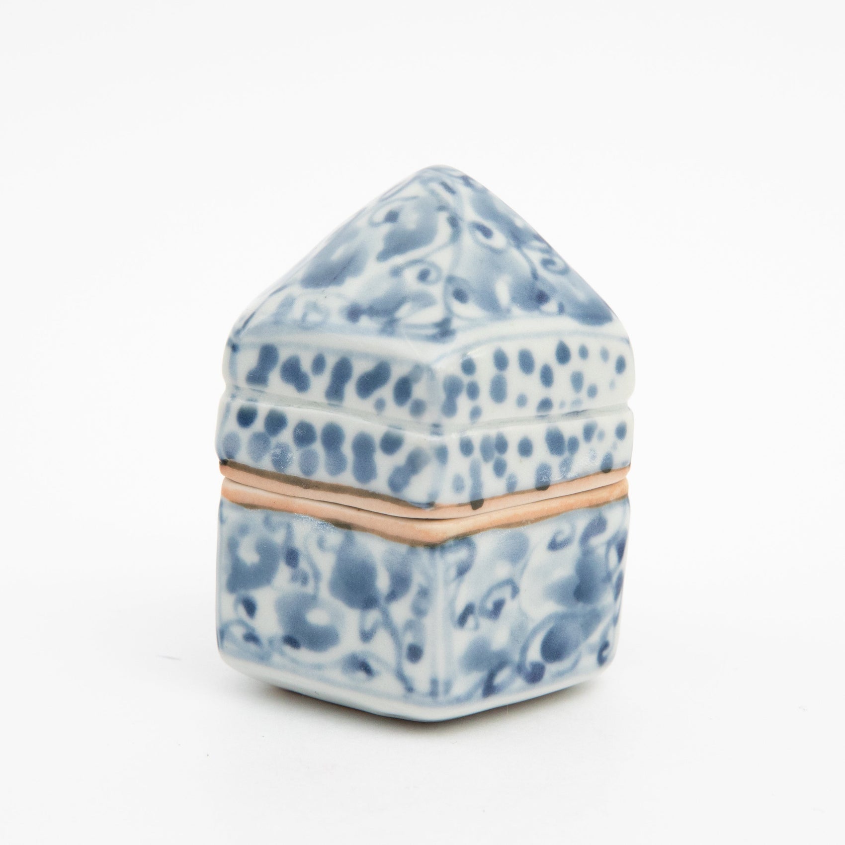 Boîte à encens géométrique décor indigo