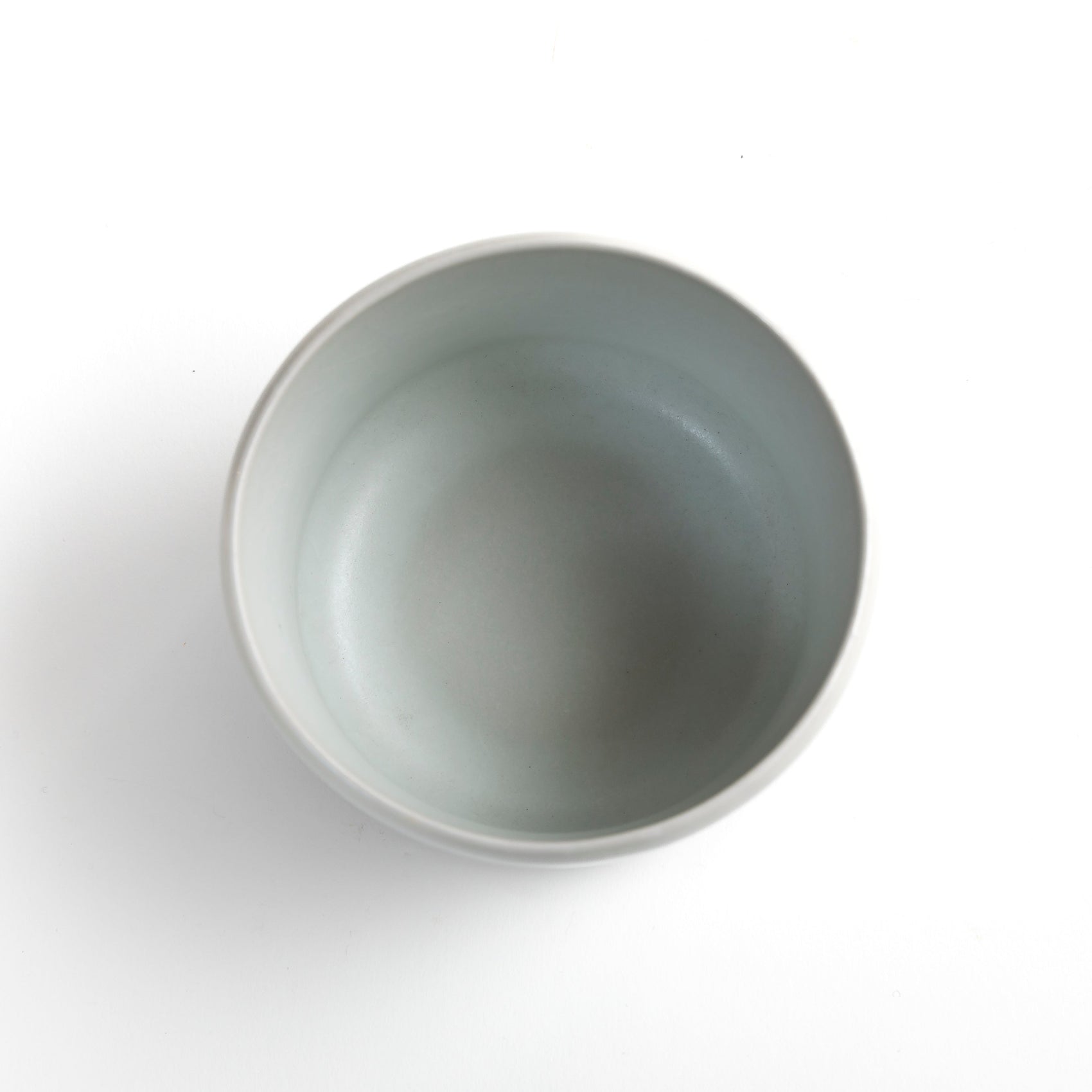 Top view interior of ivory white travel chawan