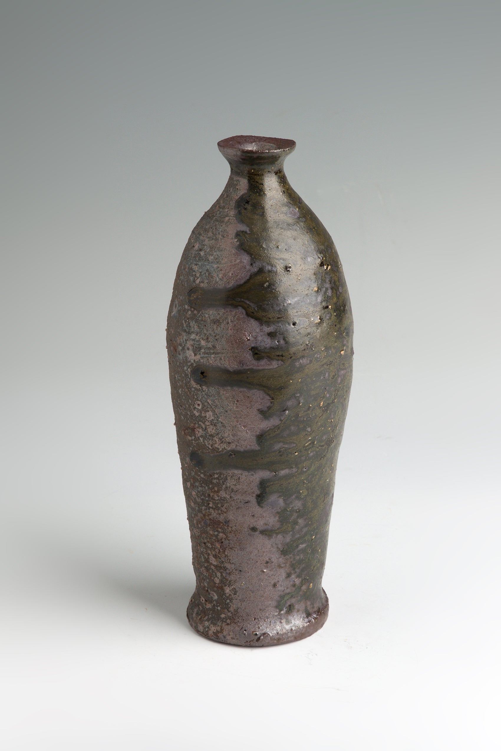 Natural ash glaze hanaire by Kai Tsujimura front view