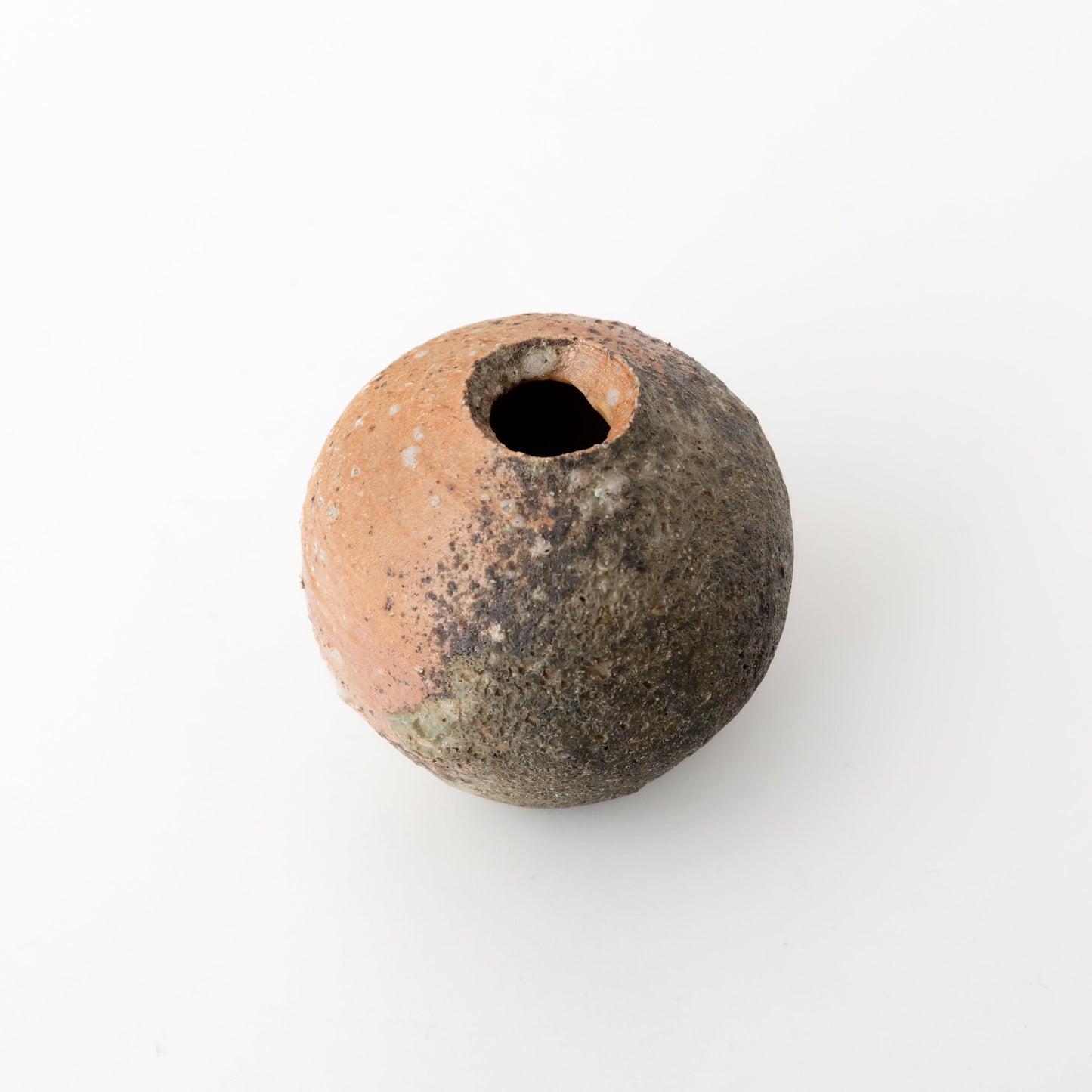 Natural ash glaze hanaire by Kai Tsujimura top view