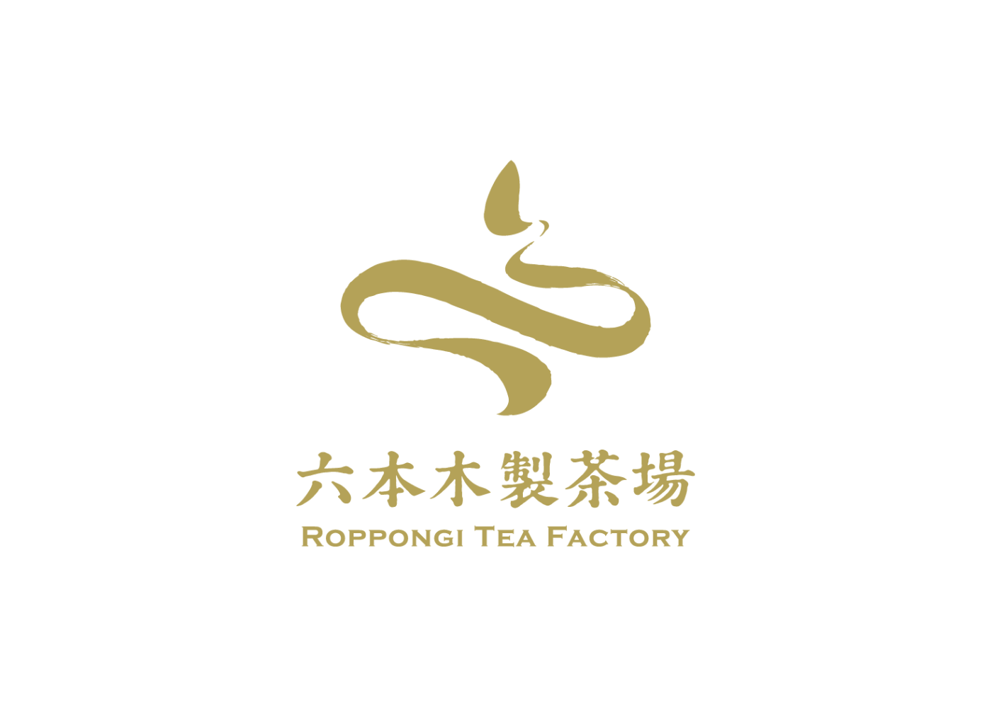 Roppongi Tea Factory elegant brand logo in gold.