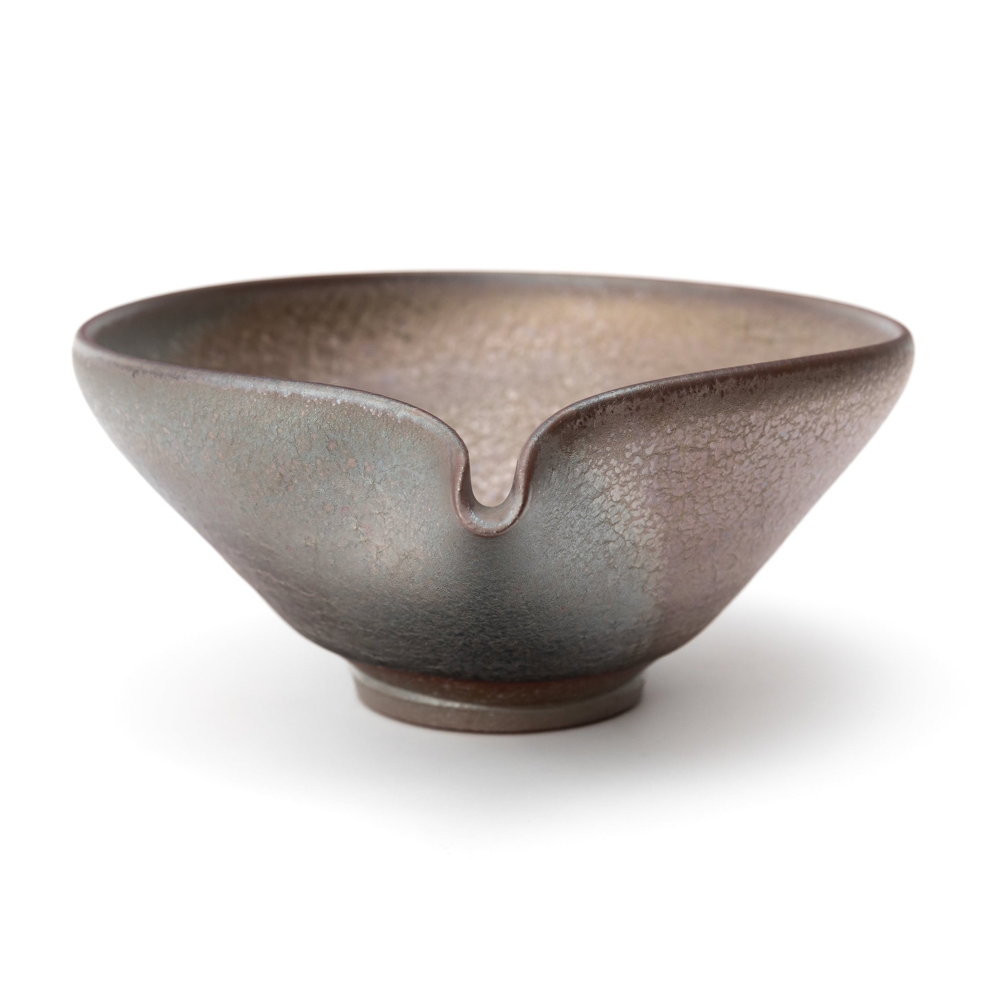 Momogin Tenmoku katakuchi by Nobuyuki Furutani glaze detail